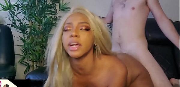  Busty Ebony IslaCox Choked and Creampied by Big White Cock